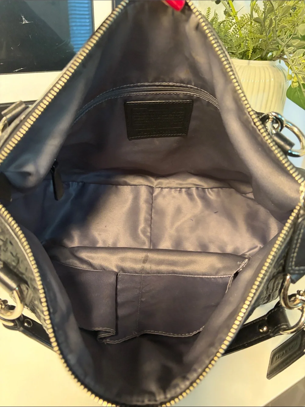 Coach Kristin Woven Leather Round Satchel